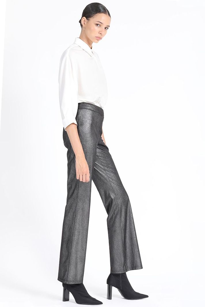 Pantalon Flare Leggins Metalizado, Negro Liola-4