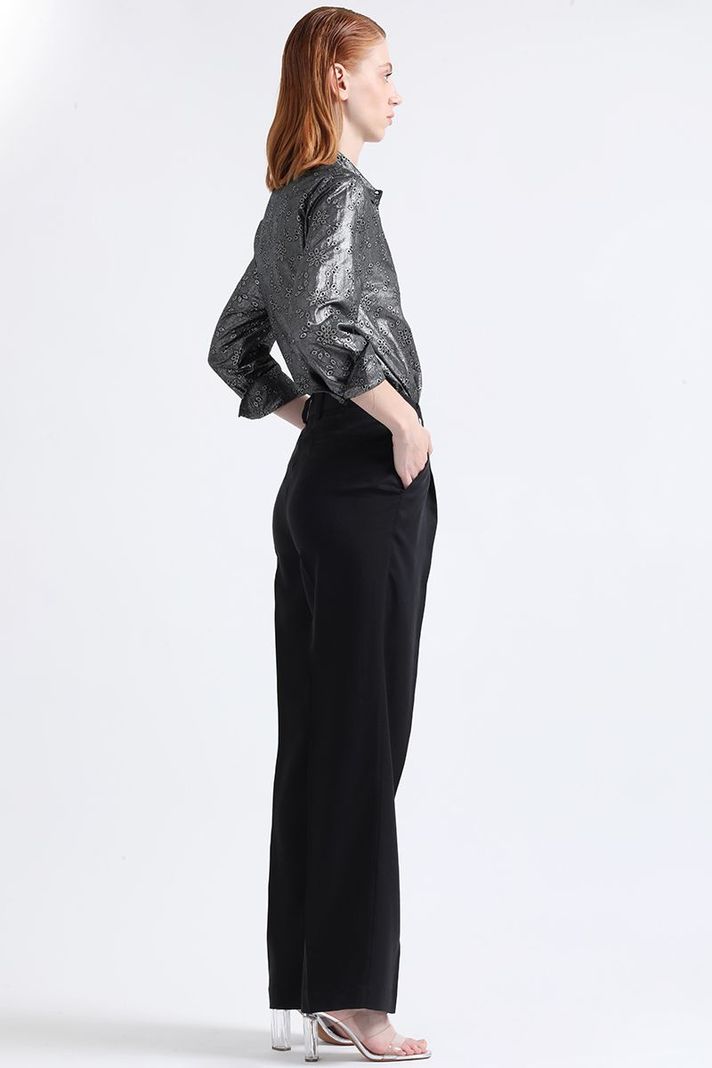 Pantalon Recto Tiro Alto Con Pinza, Negro Liola-3