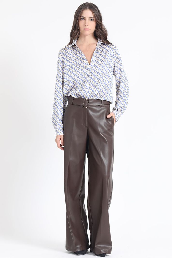 Blusa Satin Estampado Geo, Azul Liola-2
