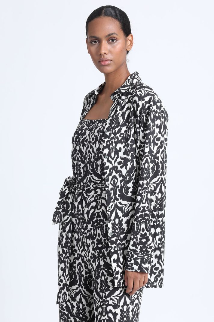 Camisa Larga Estampada Negro Liola-1