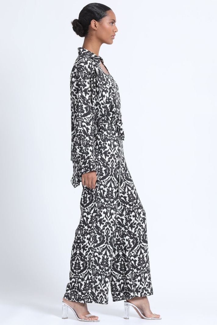 Camisa Larga Estampada Negro Liola-3
