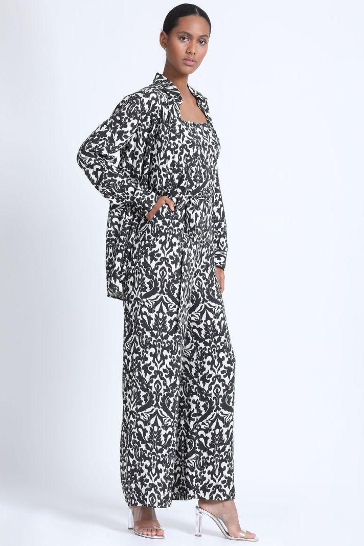 Camisa Larga Estampada Negro Liola-4