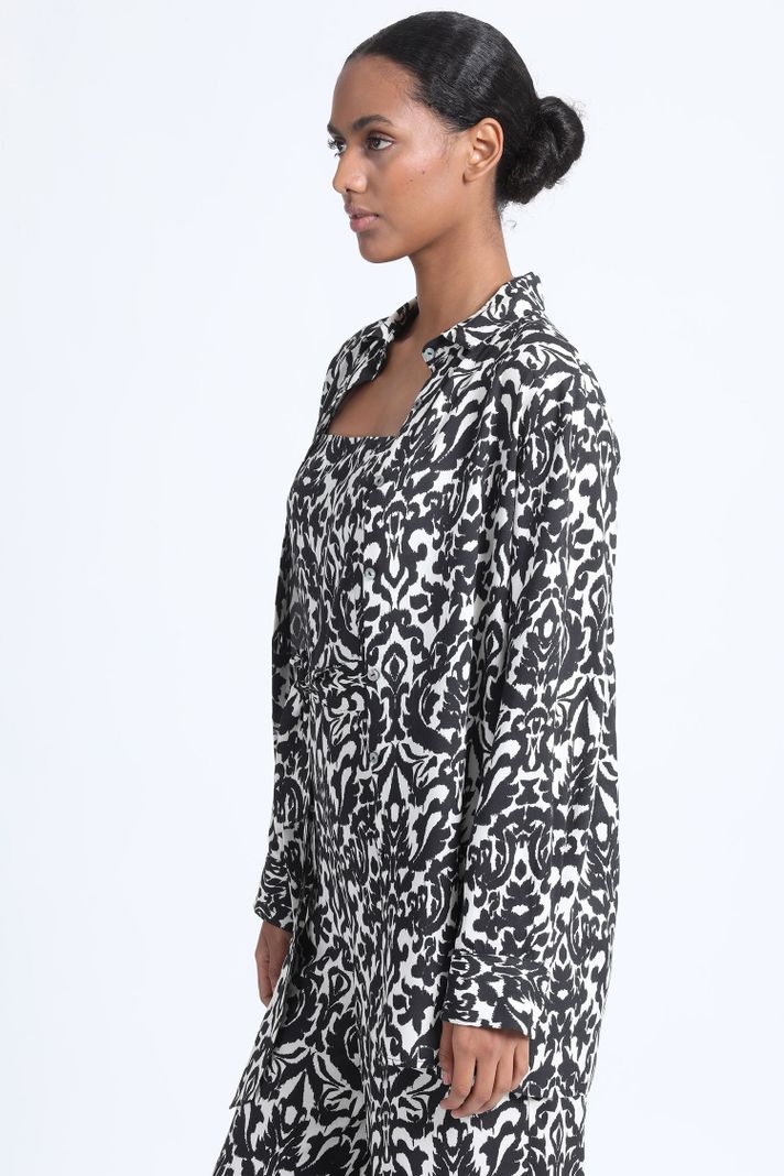 Camisa Larga Estampada Negro Liola-5