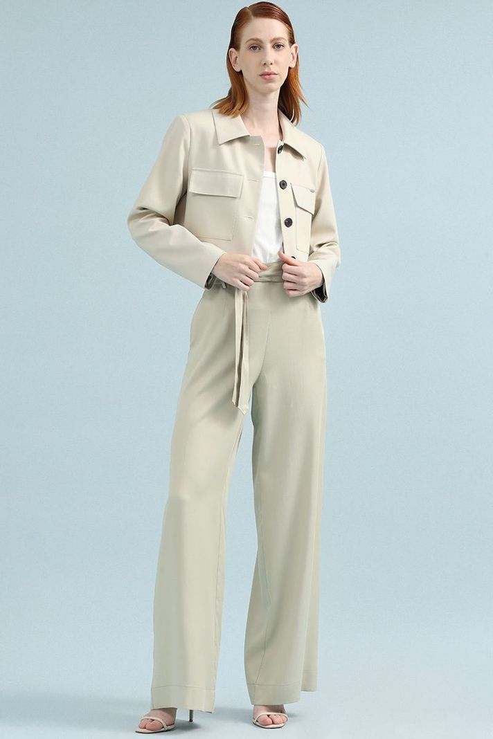 Pantalon Ancho Tiro Alto, Beige Liola-0