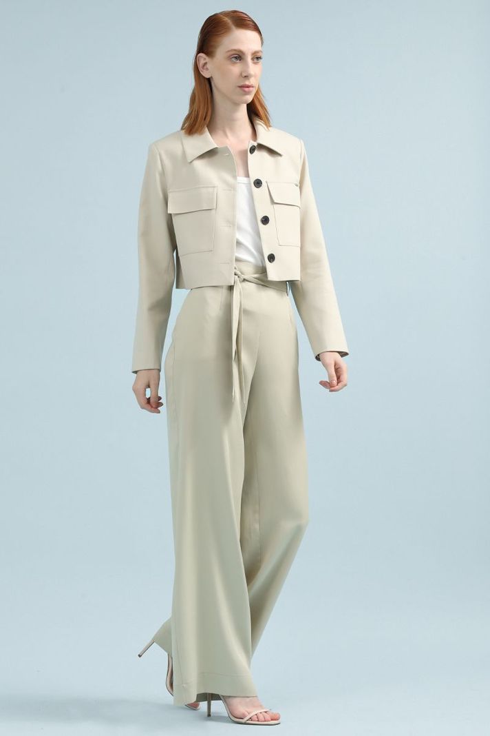 Pantalon Ancho Tiro Alto, Beige Liola-1