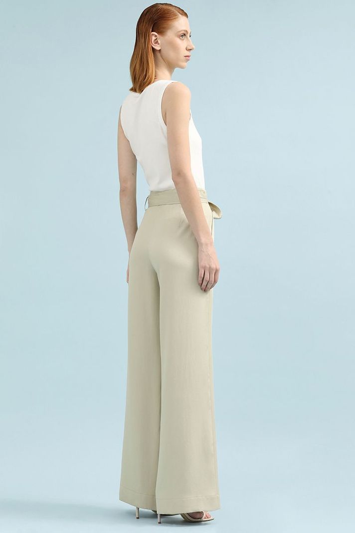 Pantalon Ancho Tiro Alto, Beige Liola-3