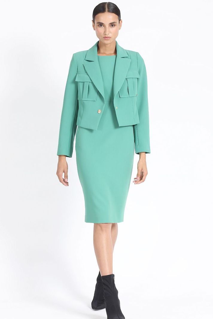 Vestido Entallado Midi, Verde Liola-1