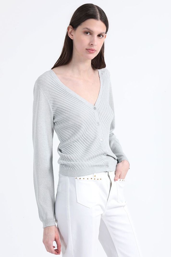 Cardigan Tejido Lurex Mix, Celeste Liola-0
