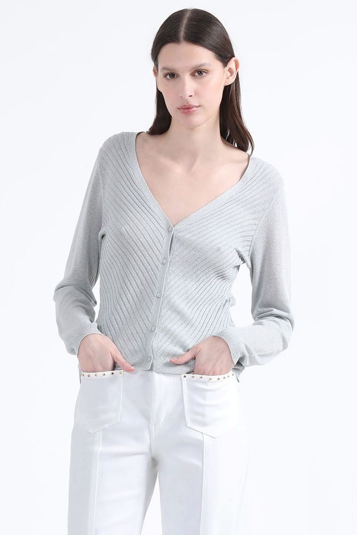 Cardigan Tejido Lurex Mix, Celeste Liola-1