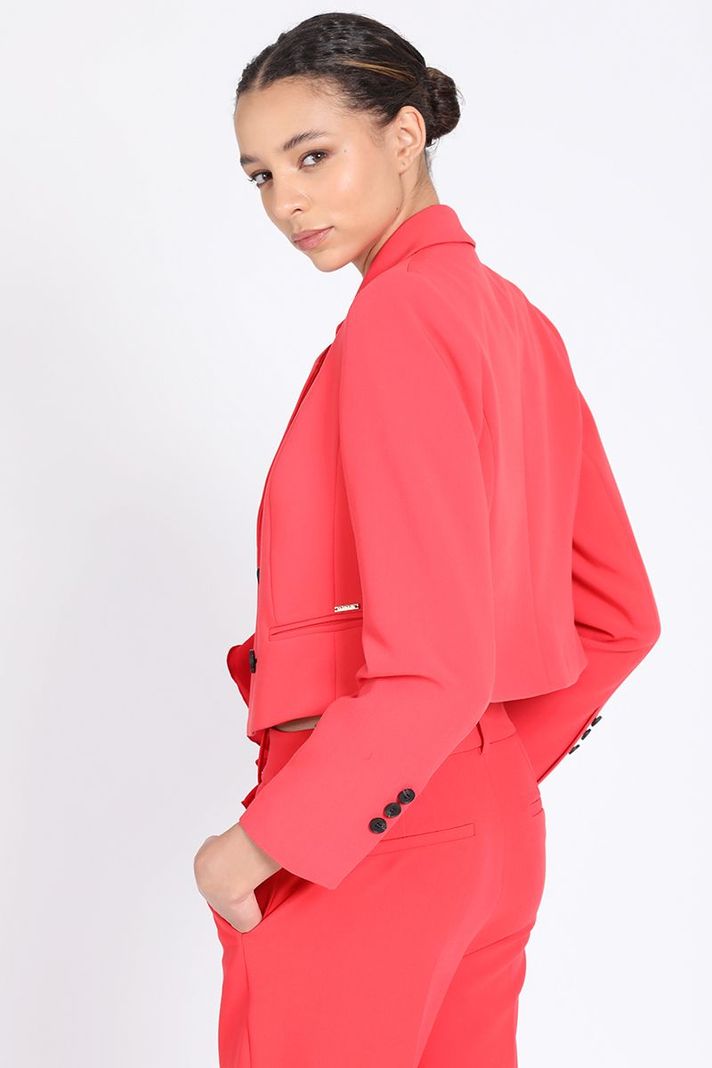 Blazer Cropped Cruzado, Rojo Liola-3