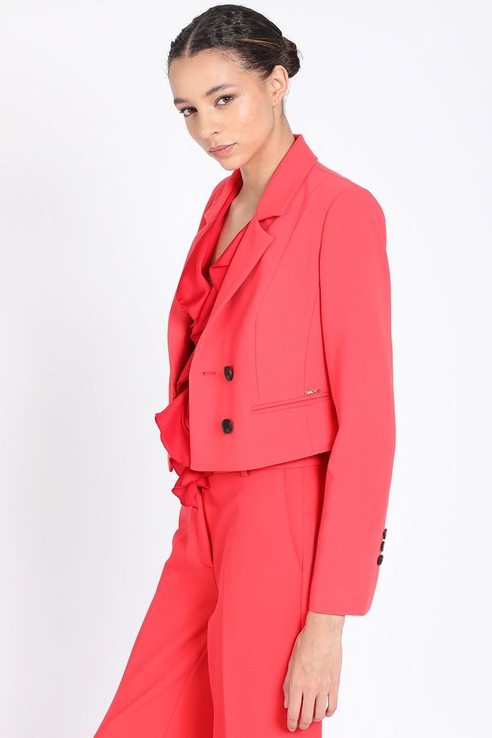 Blazer Cropped Cruzado, Rojo Liola-4
