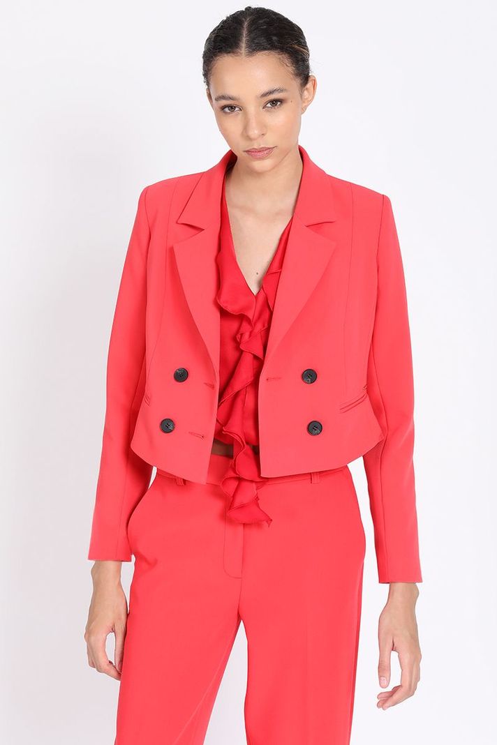 Blazer Cropped Cruzado, Rojo Liola-5