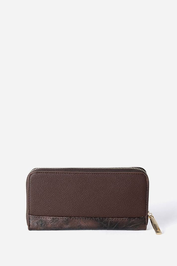 Billetera, Piton Metalizado, Efecto Cuero, Chocolate Liola-3