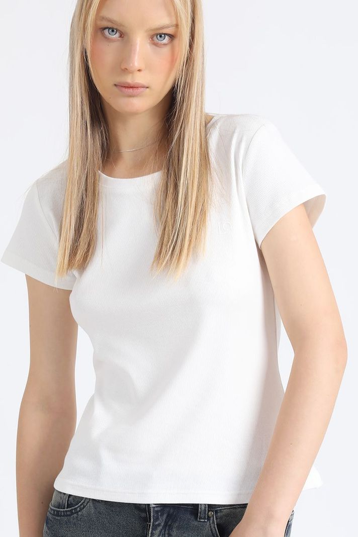 Polera Basica Algodón Ribb, Crudo Liola-0