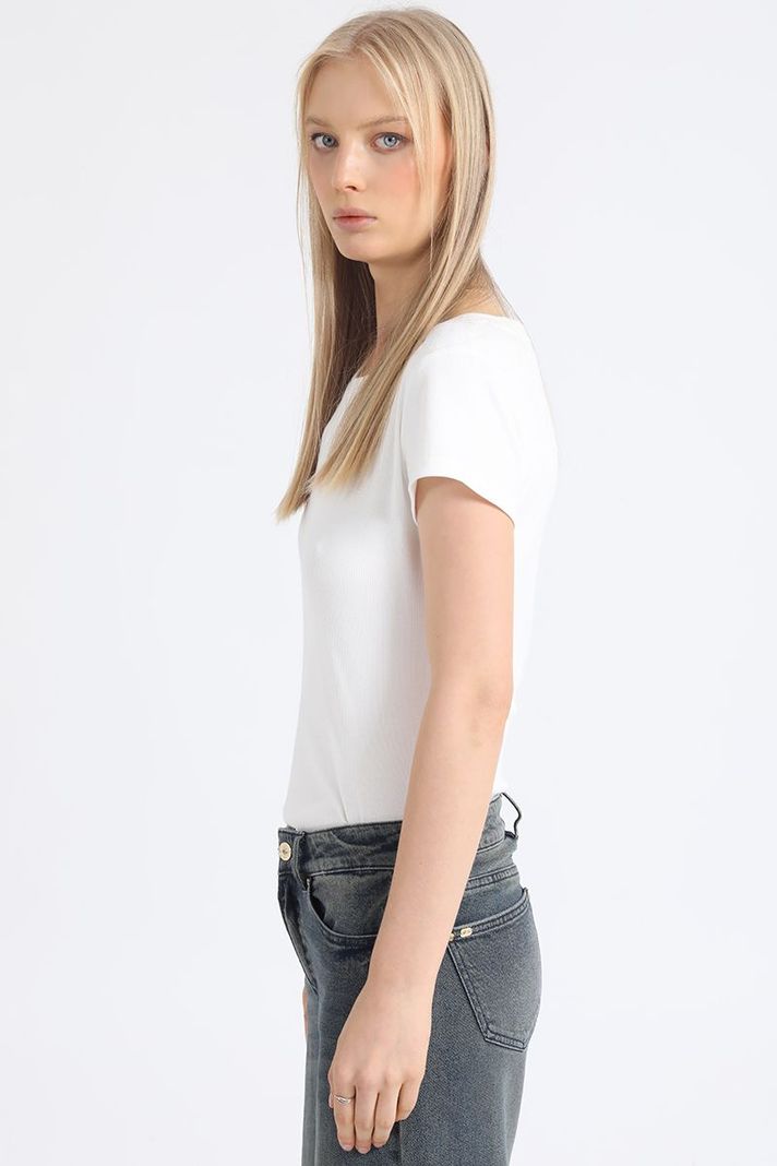 Polera Basica Algodón Ribb, Crudo Liola-3