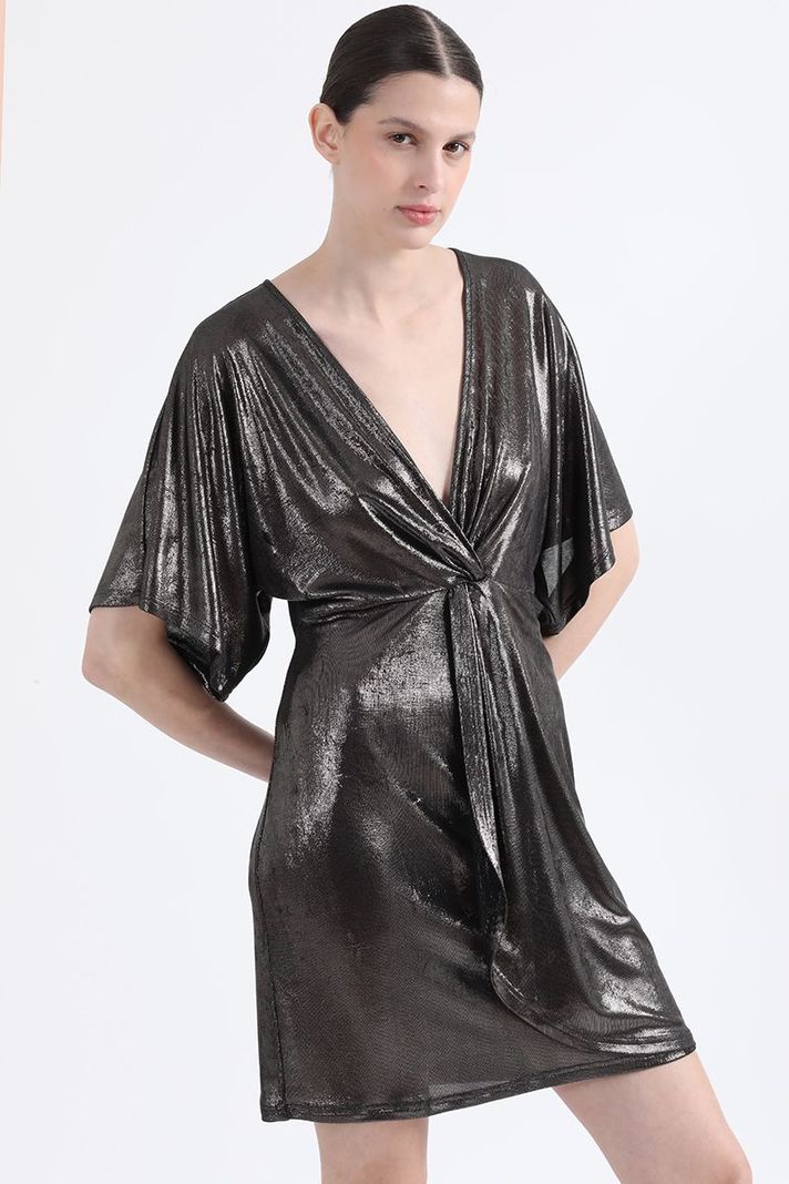 Vestido Corto Lurex Fantasia, Negro Liola-0