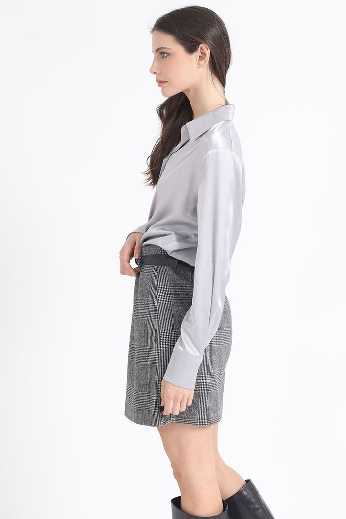Falda Mini Principe De Gales, Negro Liola-4