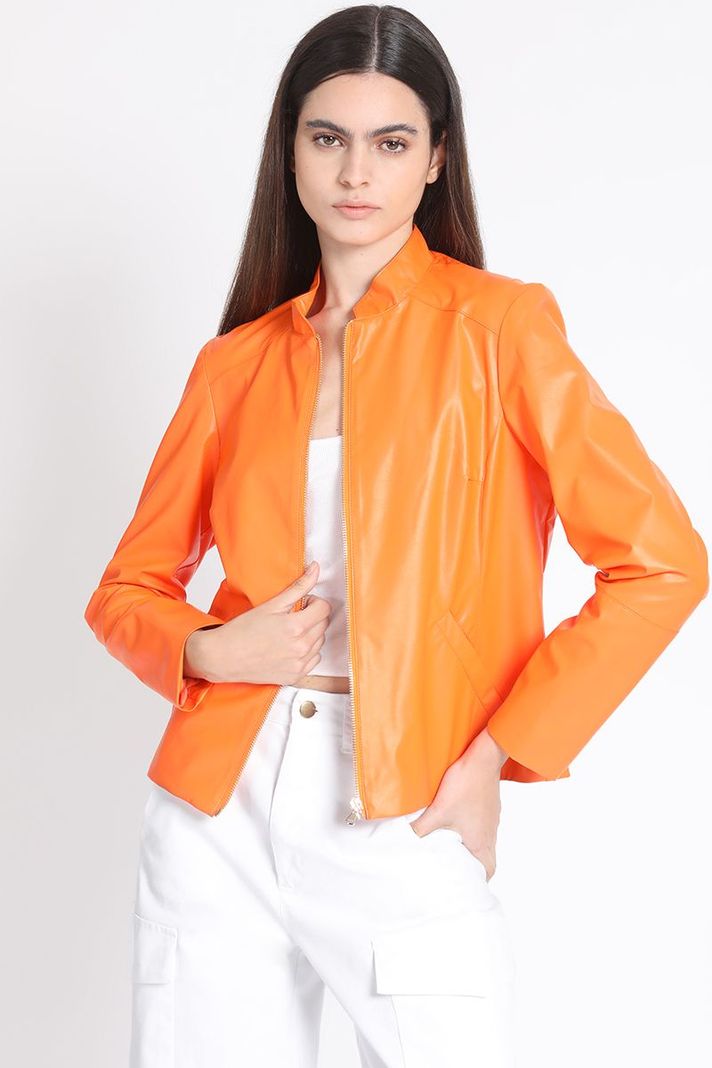 Chaqueta Efecto Cuero, Naranjo Liola-0