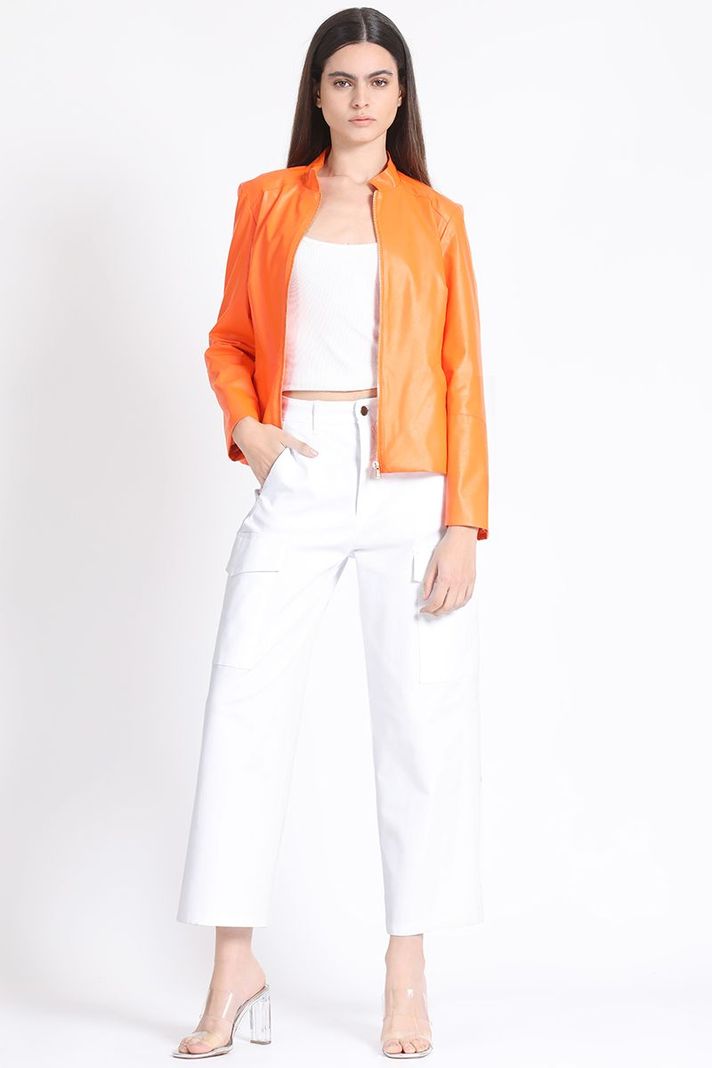 Chaqueta Efecto Cuero, Naranjo Liola-1