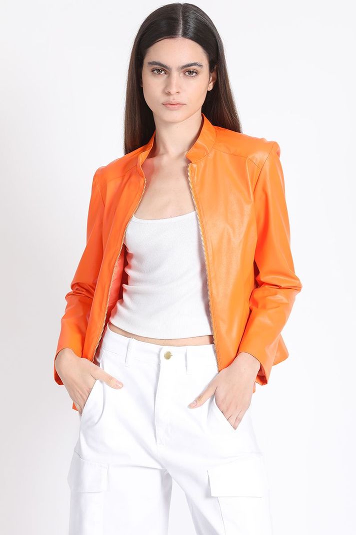 Chaqueta Efecto Cuero, Naranjo Liola-2