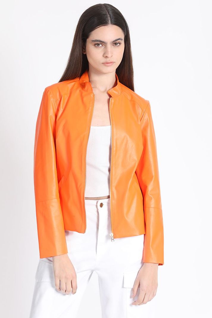 Chaqueta Efecto Cuero, Naranjo Liola-5