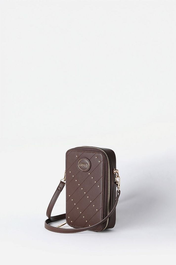 Bolso Para Celular Con Tachas, Efecto Cuero, Chocolate Liola-1