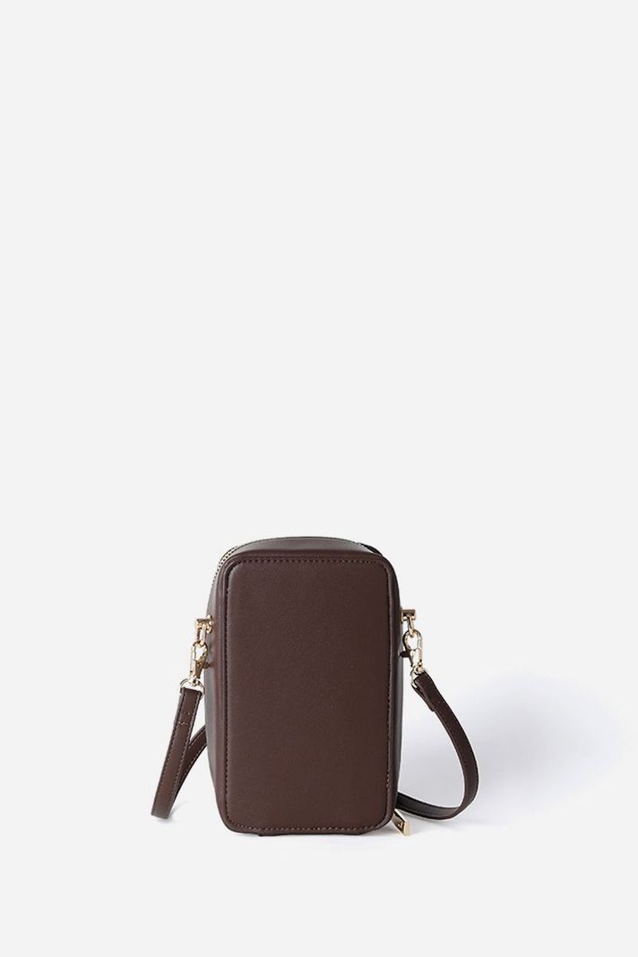 Bolso Para Celular Con Tachas, Efecto Cuero, Chocolate Liola-2