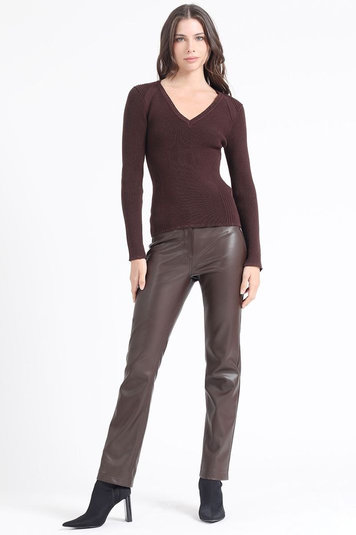 Sweater Punto Con Detalles Hilo Metalizado, Chocolate Liola-1