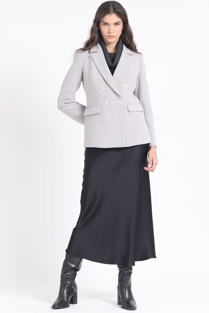 Blazer Entallado Cruzado, Gris Liola-1