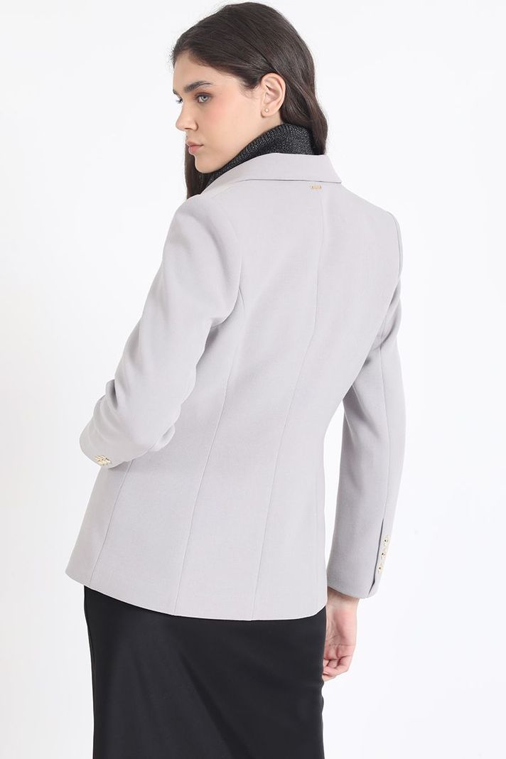 Blazer Entallado Cruzado, Gris Liola-3