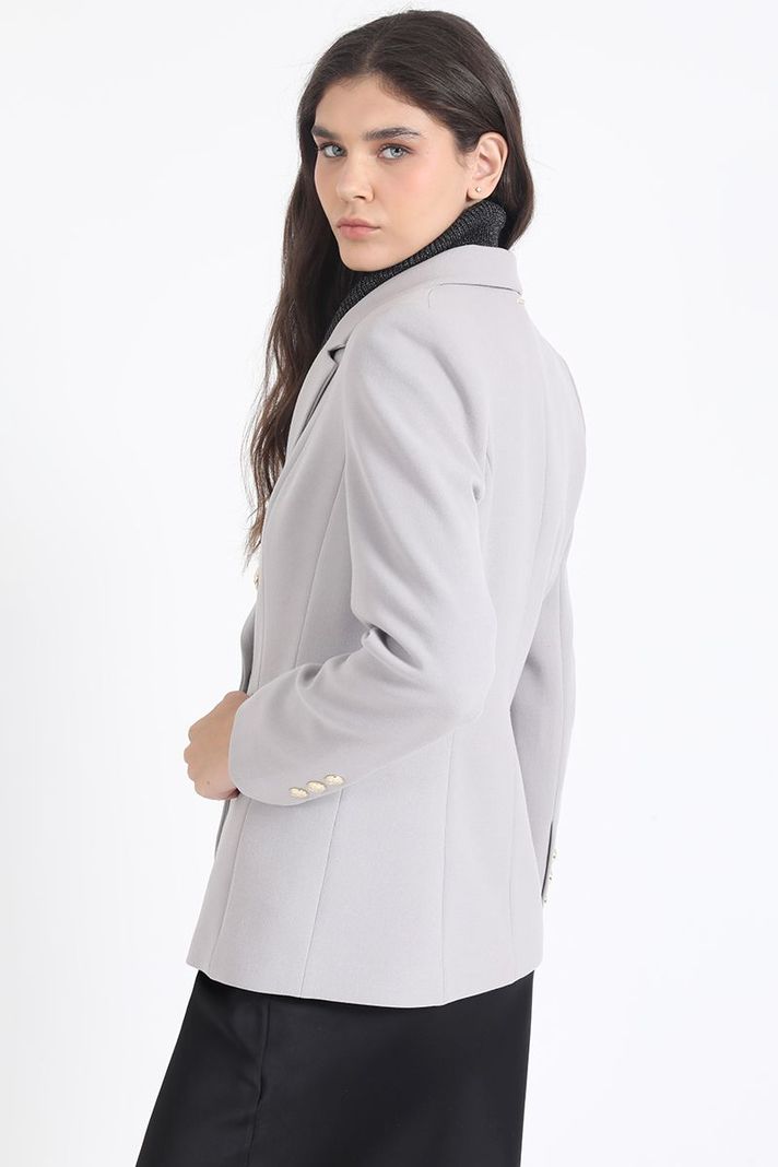 Blazer Entallado Cruzado, Gris Liola-4