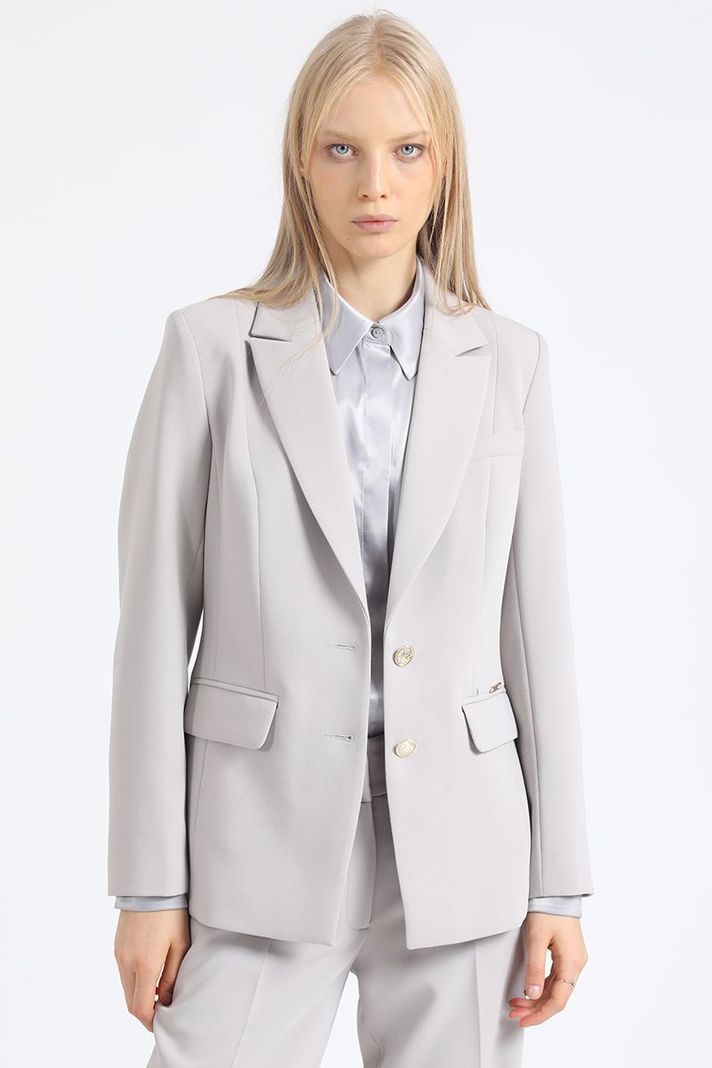 Blazer Basico Entallado, Gris Liola-0