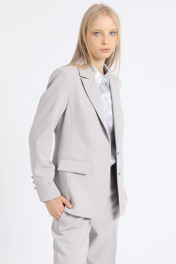 Blazer Basico Entallado, Gris Liola-3