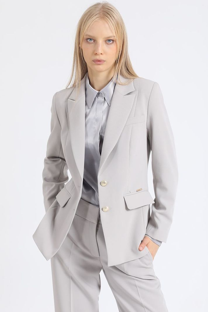 Blazer Basico Entallado, Gris Liola-4
