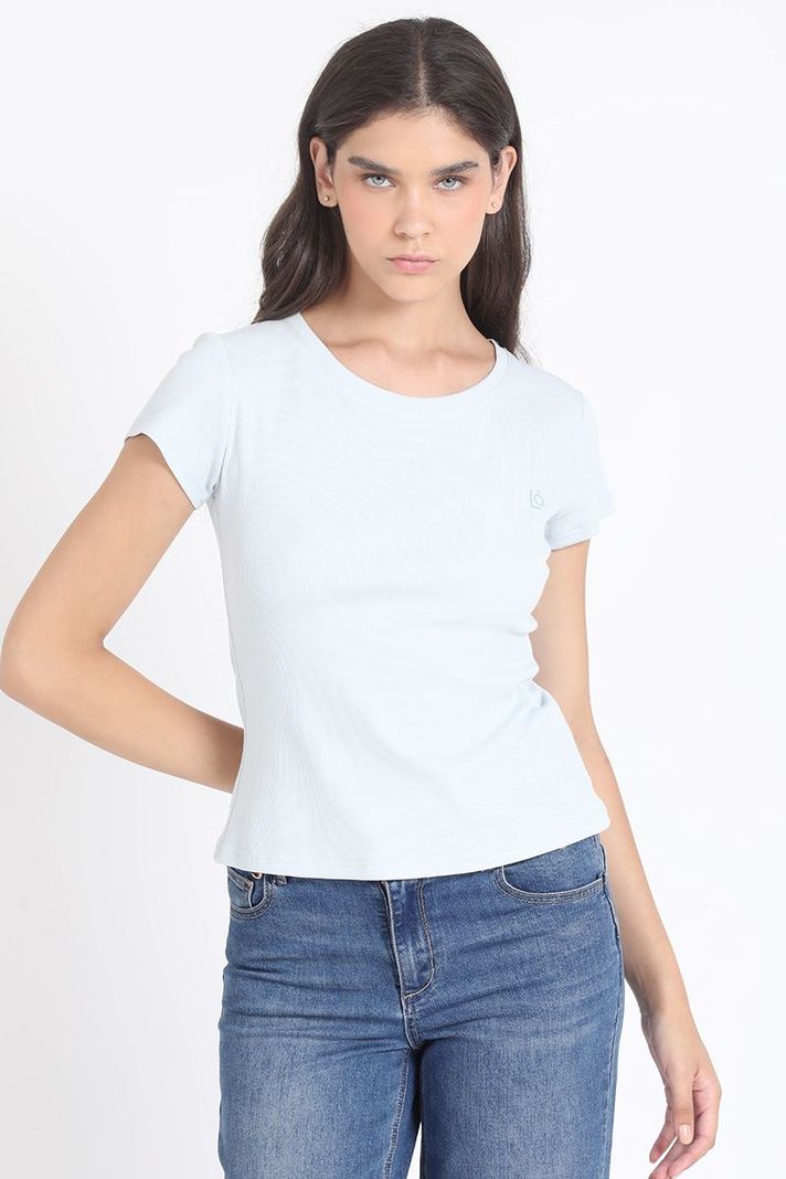 Polera Basica Algodón Ribb, Celeste Liola-0