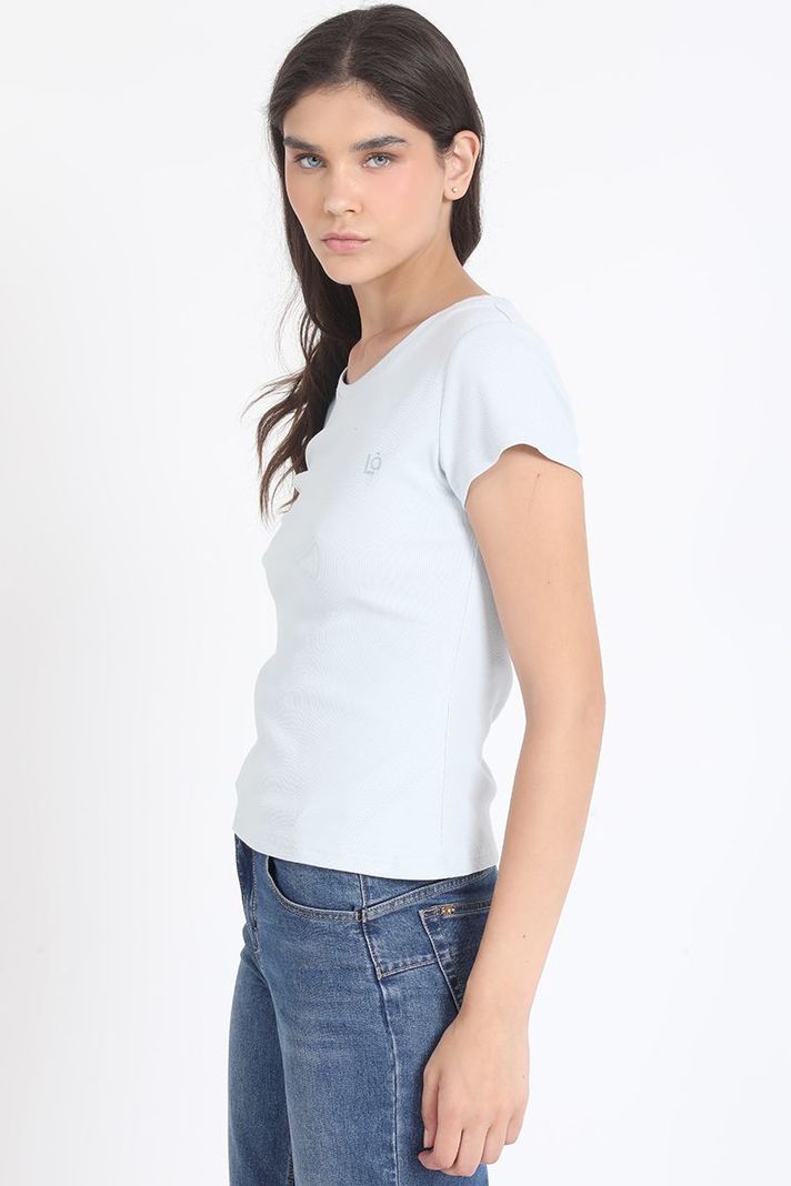 Polera Basica Algodón Ribb, Celeste Liola-2