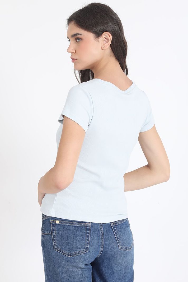 Polera Basica Algodón Ribb, Celeste Liola-4