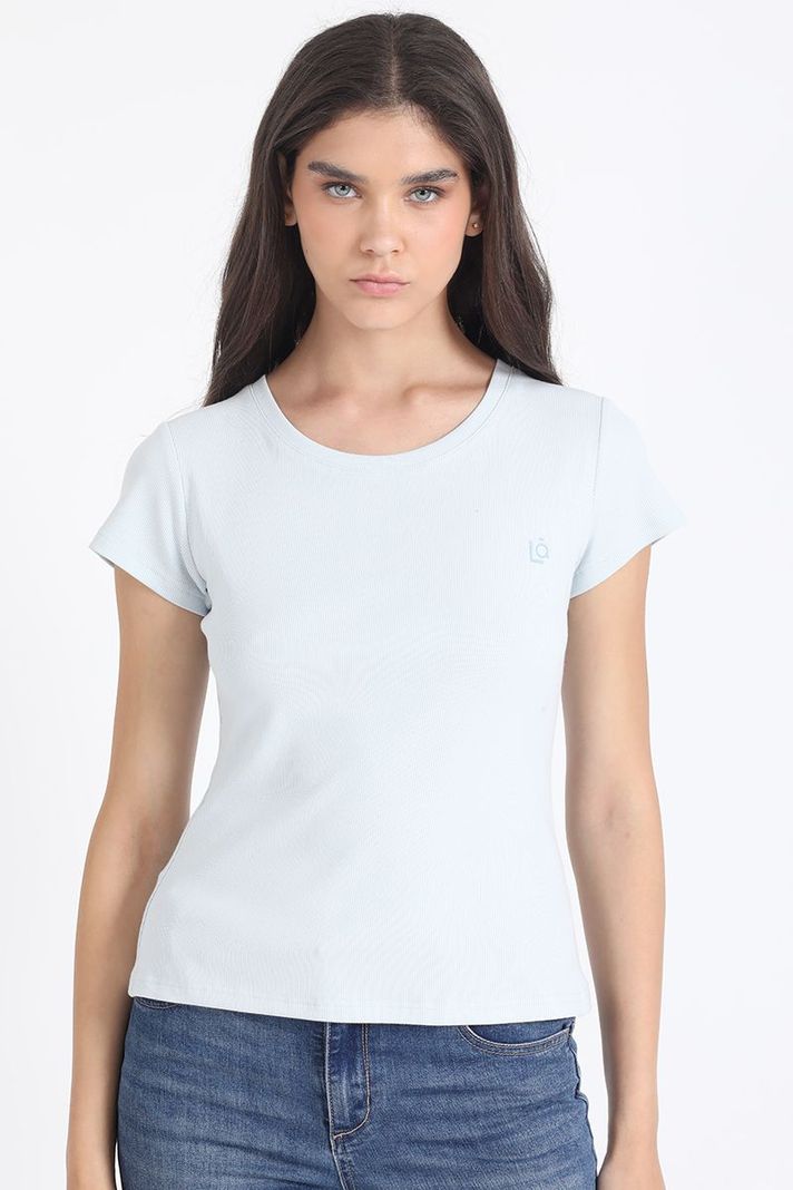 Polera Basica Algodón Ribb, Celeste Liola-5