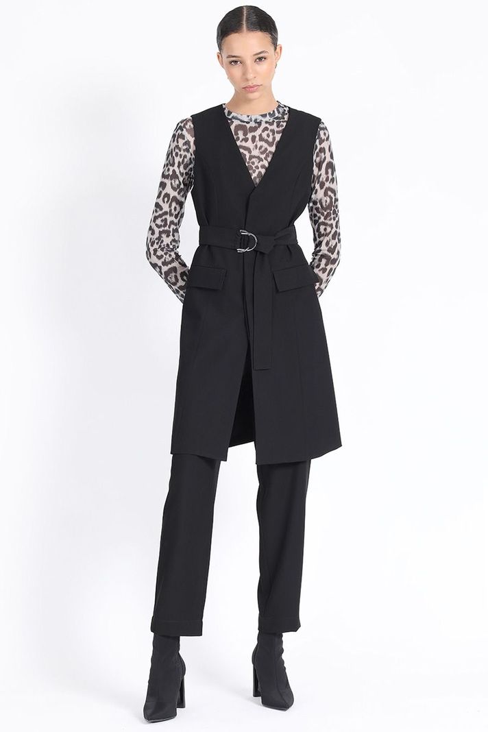 Chaqueta Larga Sin Mangas, Negro Liola-1