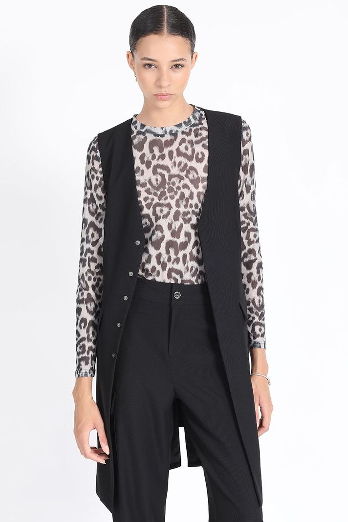 Chaqueta Larga Sin Mangas, Negro Liola-4