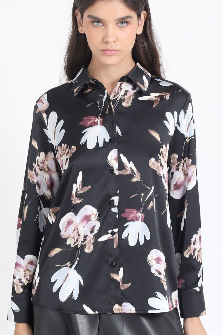 Blusa Satin Estampado, Negro Liola-0