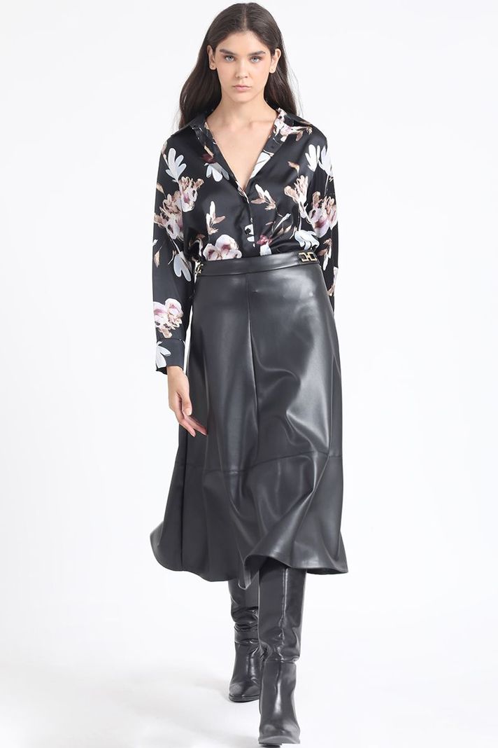 Blusa Satin Estampado, Negro Liola-1