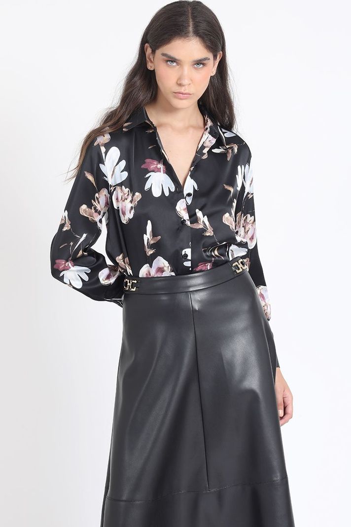 Blusa Satin Estampado, Negro Liola-2
