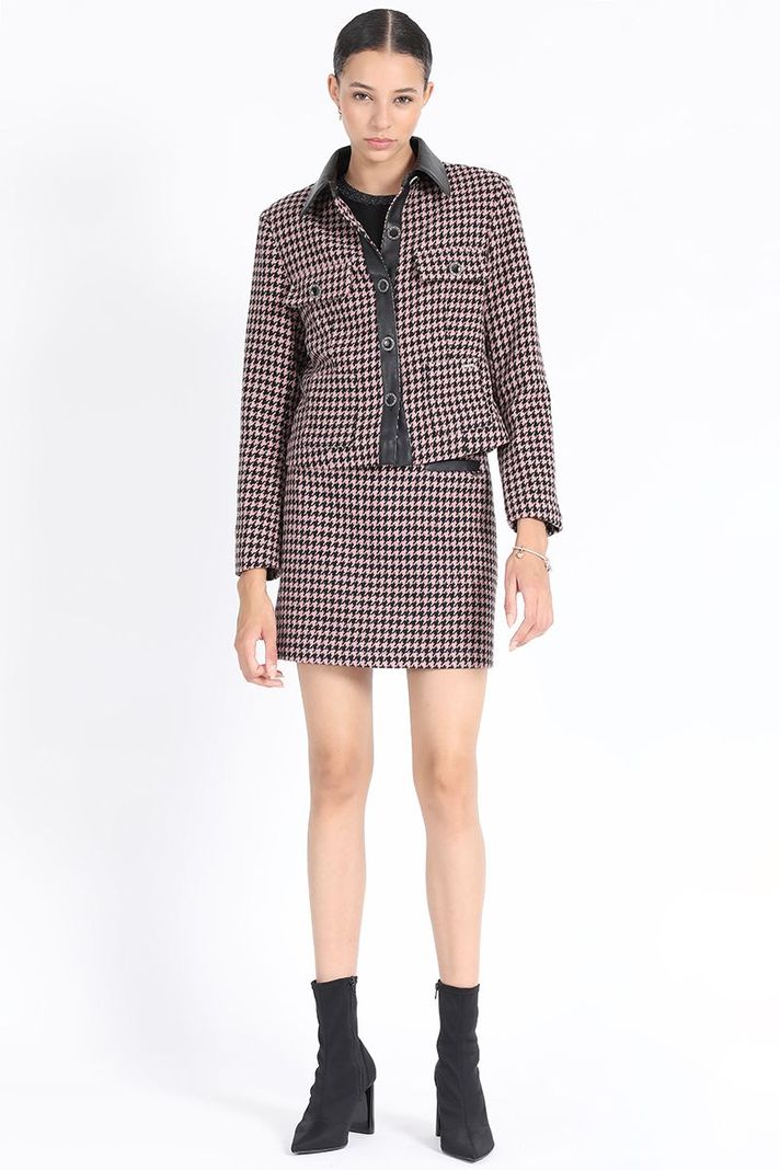 Falda Mini Pied De Poule, Negro Liola-1