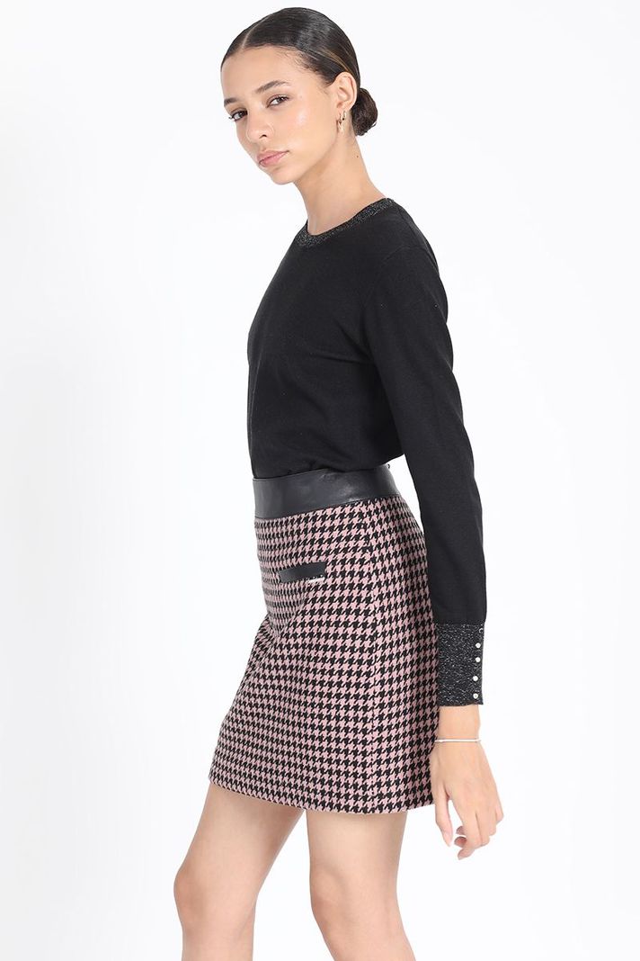 Falda Mini Pied De Poule, Negro Liola-3