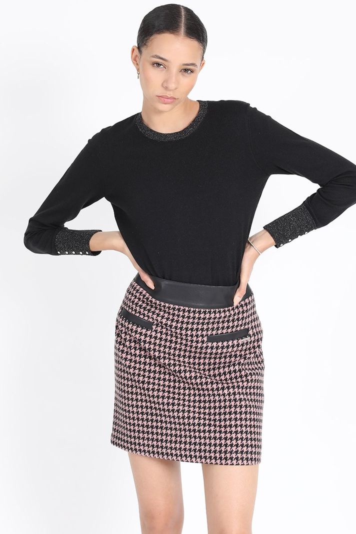 Falda Mini Pied De Poule, Negro Liola-4