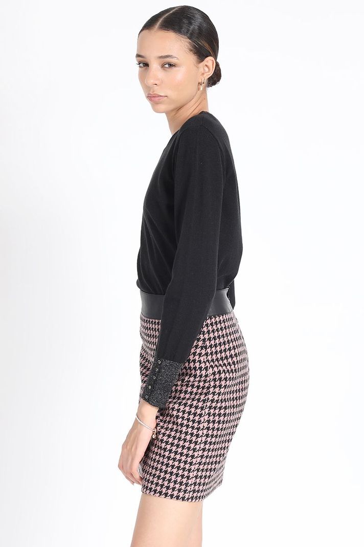 Falda Mini Pied De Poule, Negro Liola-5