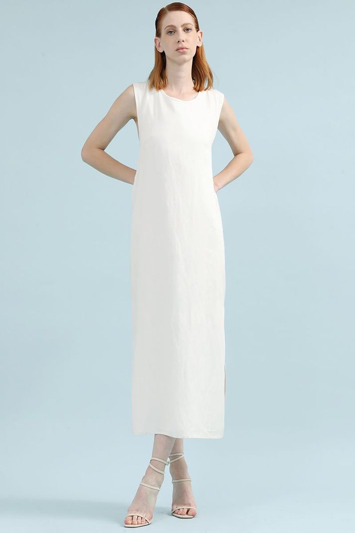 Vestido Midi Lino Lyocell, Cruce Espalda, Crudo Liola-0