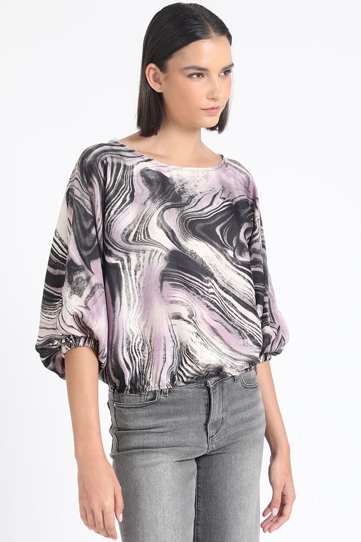 Blusa Satin Estampado Marmol, Rosa Liola-1
