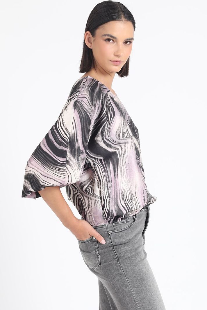 Blusa Satin Estampado Marmol, Rosa Liola-2